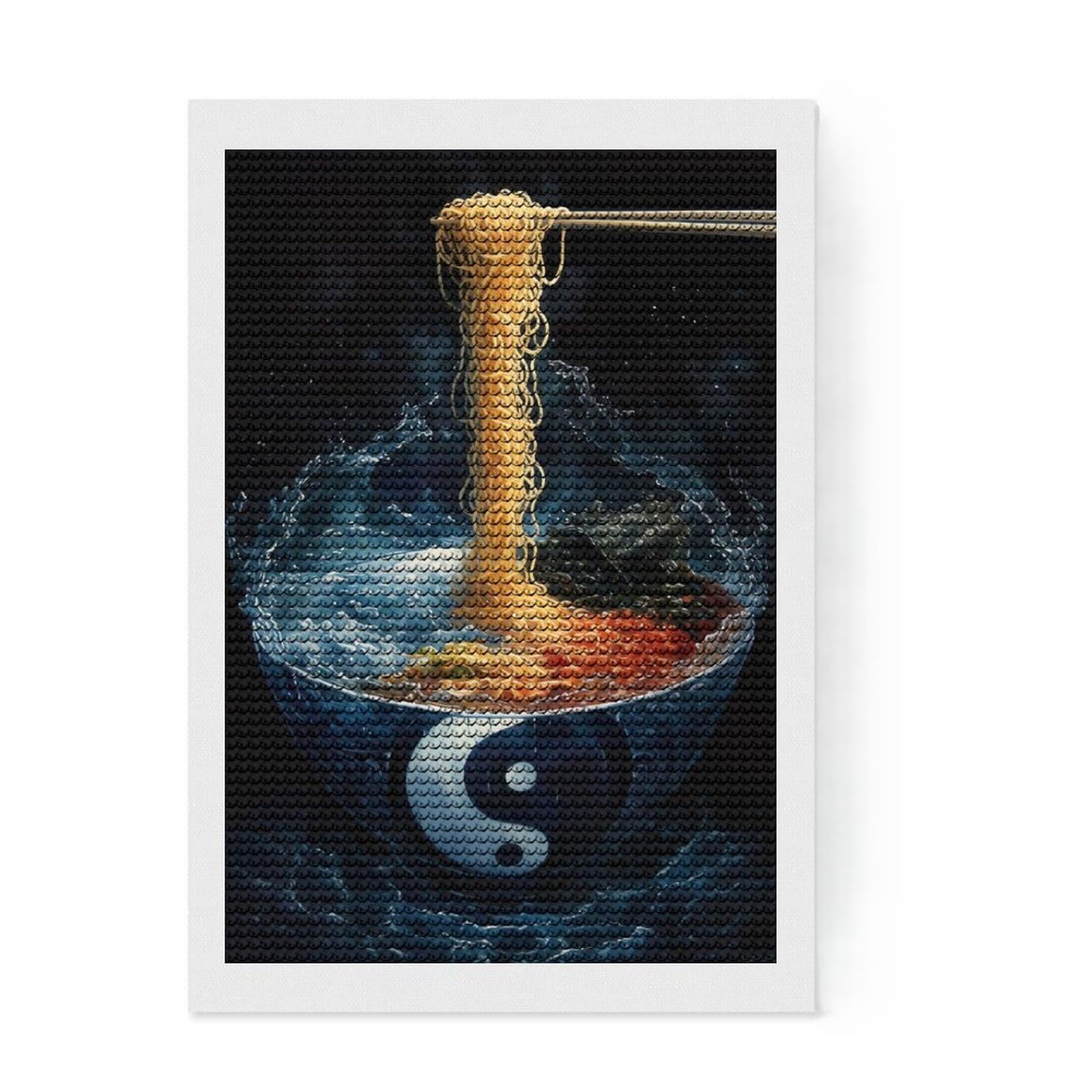 Junmoney Yin and Yang Ramen Crystal Diamond Art Kit 8"x12", Arts and Crafts, Aesthetic Room Decor, Boho Decor, Festive Home Decor