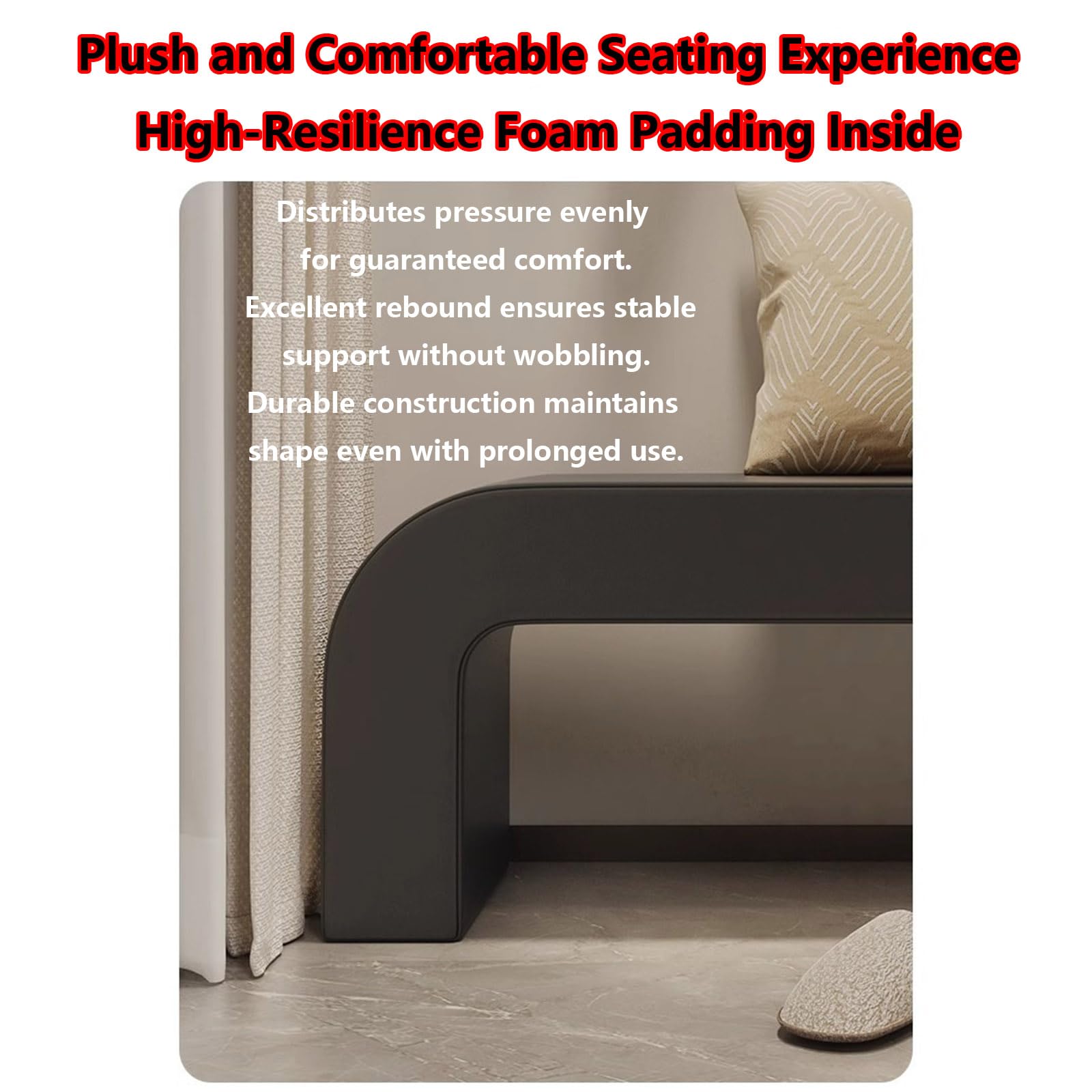 Taburete zapatero con acolchado de poliuretano, relleno de espuma altamente elástica, para dormitorios y entradas, asiento de almacenamiento