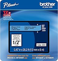 Vista 19 de Brother P-touch TZe-M31 Cinta laminada de primera calidad con impresión en negro mate, 12 mm (0.47”) de ancho x 8 m (26.2’) de largo, TZEM31