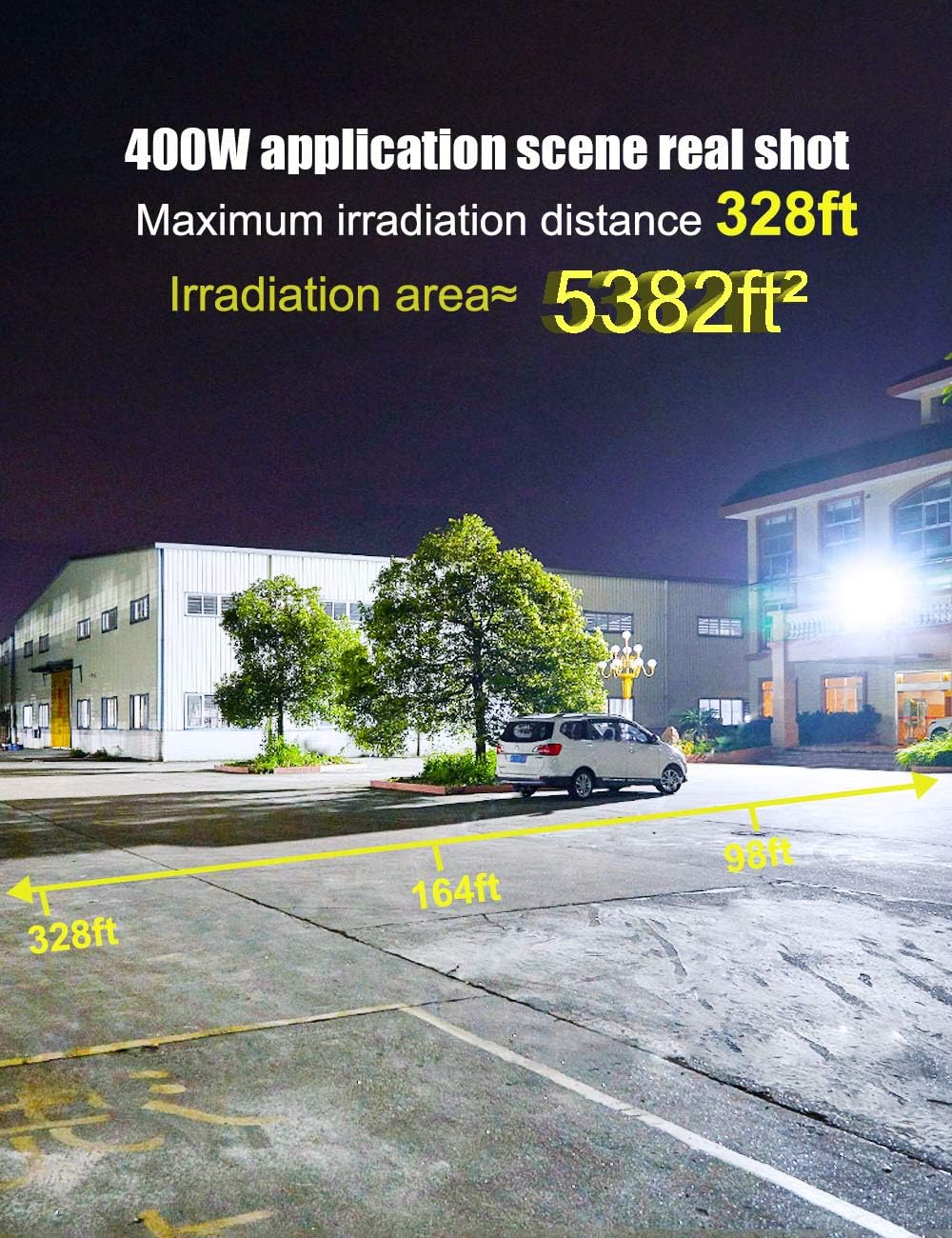 Kekeou GDIDEA LED Flood Light Outdoor With Junction Box - 400W Stadium Light 40000LM 6500K Field Lights IP67 Waterproof Adjustable Lighting Angle for Arena and Exterior Lighting