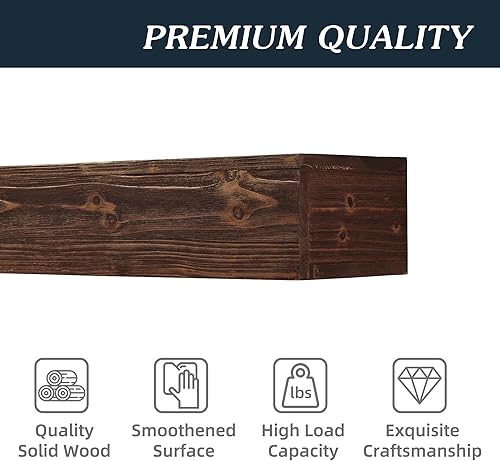 Miniatura 5 de Repisa de chimenea de madera rústica de 60 pulgadas, repisas montadas en la pared para sobre chimenea, estante flotante para decoración del hogar,