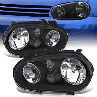 AJP Distributors Black Housing Clear Reflector Signal Headlights Driving Bumper Head Lights Lamps Assembly Pair Compatible/Replacement For Golf GTI Cabrio MK4 1999 2000 2001 2002 2003 2004 2005 2006