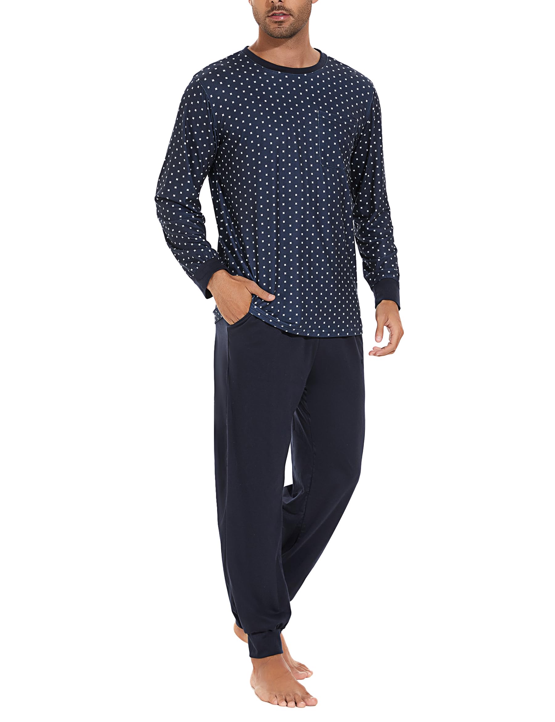 Sykooria Pigiama Uomo Invernali Pigiama Uomo Cotone Lungo Set Pigiama Caldo Pigiami da Uomo S-4XL