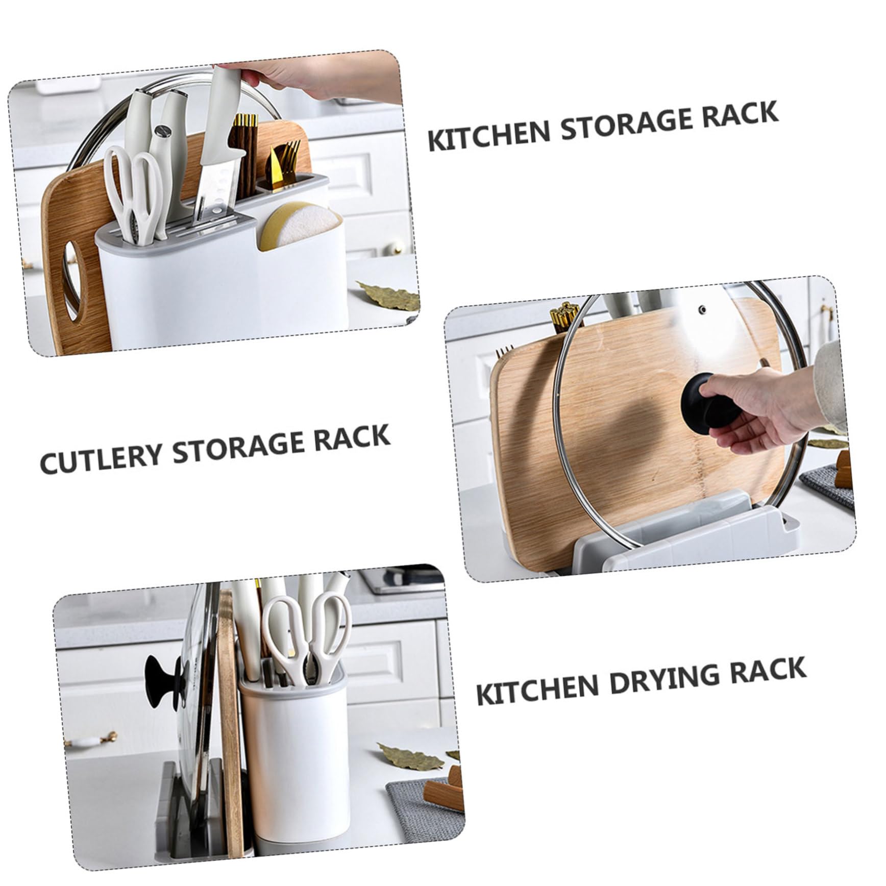 Escurridor de Cubiertos Estante Multifuncional de Cocina Pp Almacenamiento | Diseño Abierto, Capacidad Grande, Limpieza Sencilla, Organización Separada, para Cubiertos y Utensilios