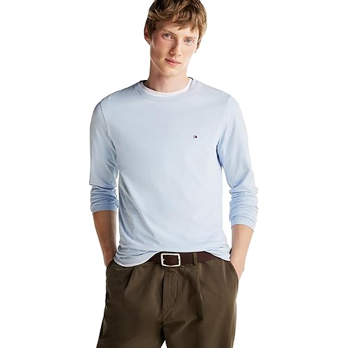 Tommy Hilfiger Men's Long Sleeve Cotton Stretch Basic Slim Fit T-shirts