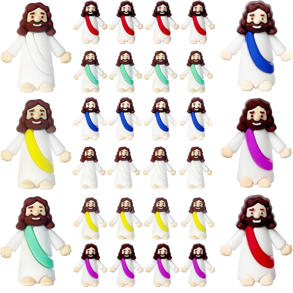 AKFAHOIF Mini Jesus Figures, Set of 30pcs Action Figures Little Jesus Figures, Tiny Jesus Figures to Hide and Seek Religious Gifts for Easter Egg Stuffers