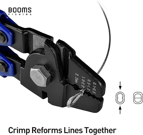 Miniatura 9 de Booms Fishing CP1 - Alicates de crimpado de pesca, alicates de pesca de acero de alto carbono, herramienta de prensado líder de cuerda de alambre,