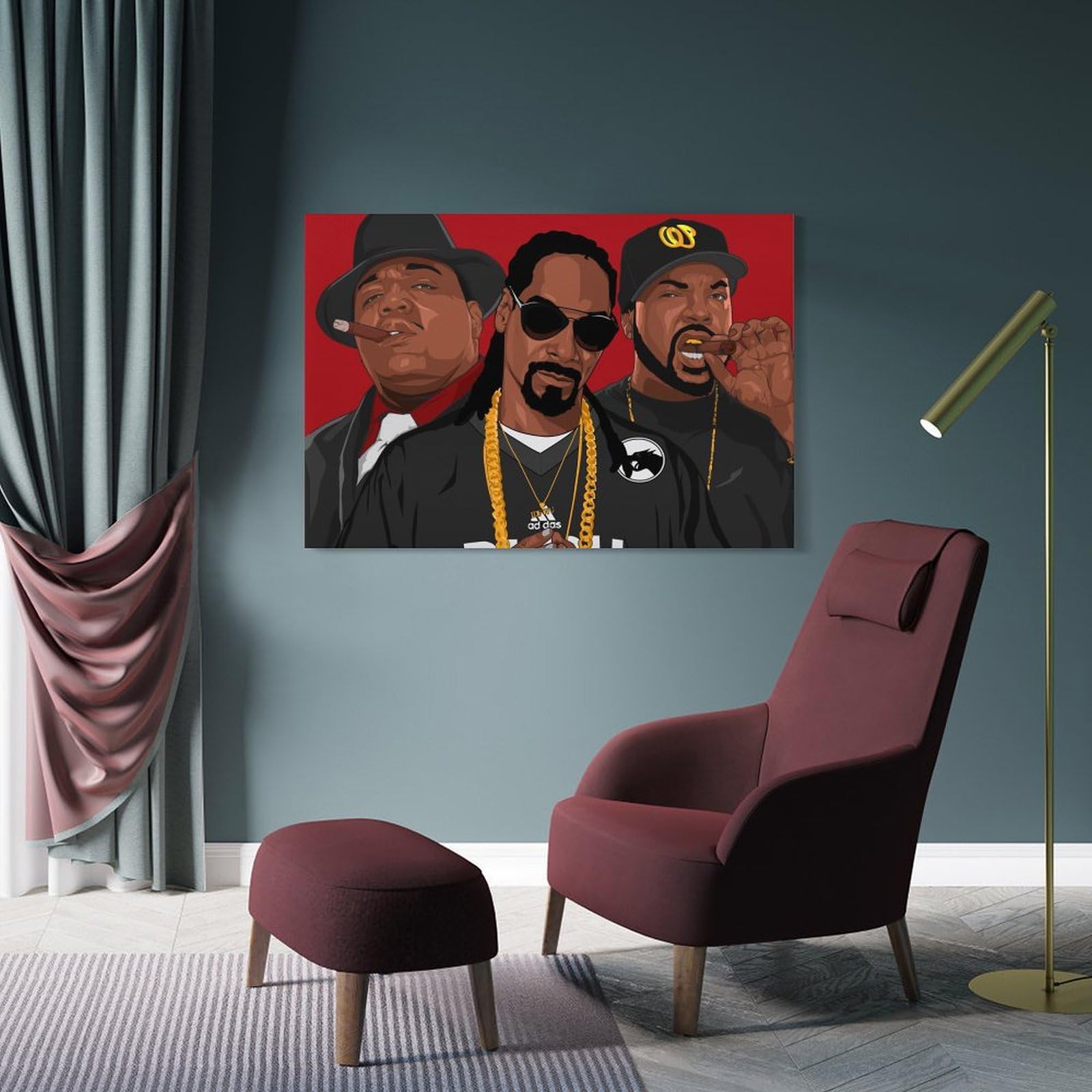 Poster artistico da parete con motivo cantante rap hip hop e tutte le stelle (5) (1), stampa artistica da parete, poster decorativo per la casa, 40 x 60 cm