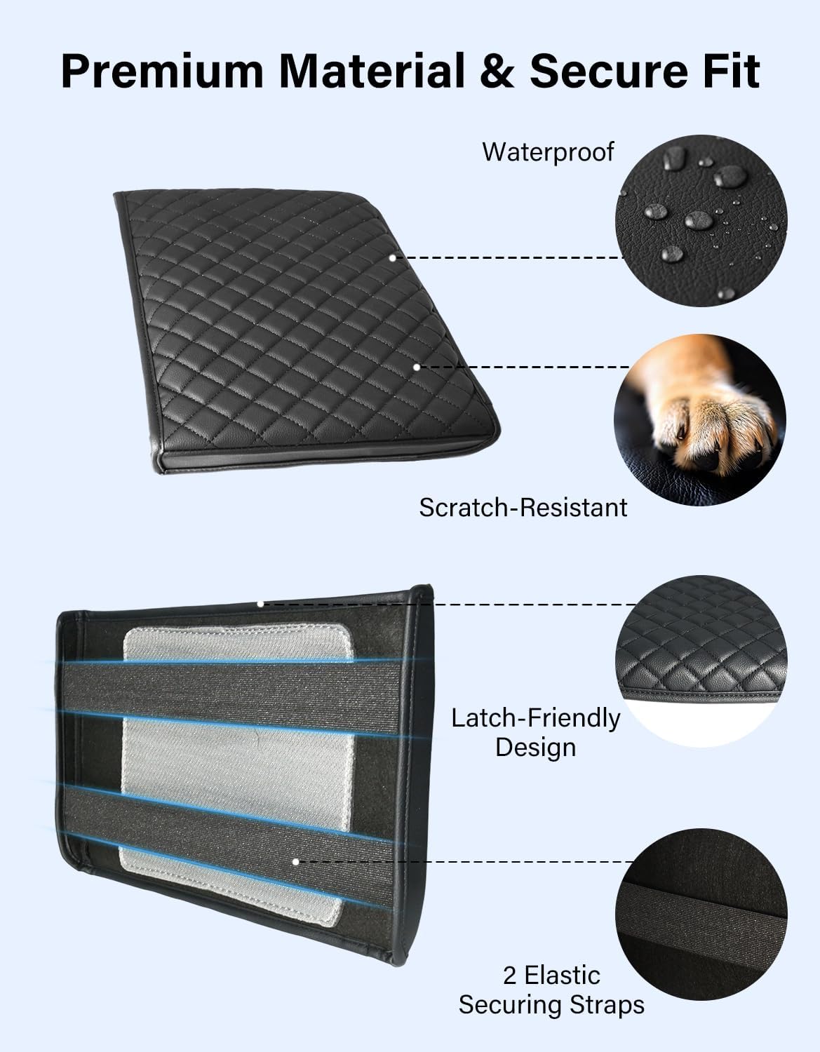 Center Console Armrest Cover for 1999-2010 Ford F250 F350 F450 Super Duty, F550 2001-2005 Super Duty, PU Leather Middle Console Lid Protector Arm Rest Cushion Anti-Scratch Pad, Black(Jump Seat Only)