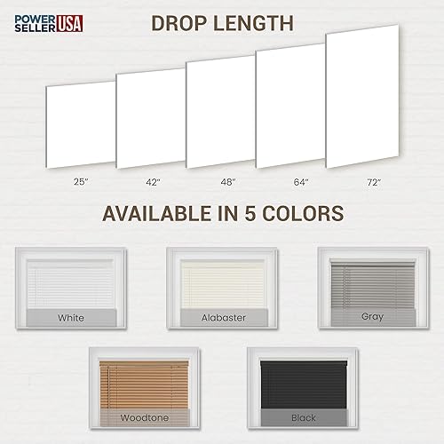 Miniatura 8 de PowerSellerUSA Persianas sin cordones, privacidad y filtro de luz, listones de 1 pulgada de vinilo, tratamiento de ventana anti-UV, se adapta a