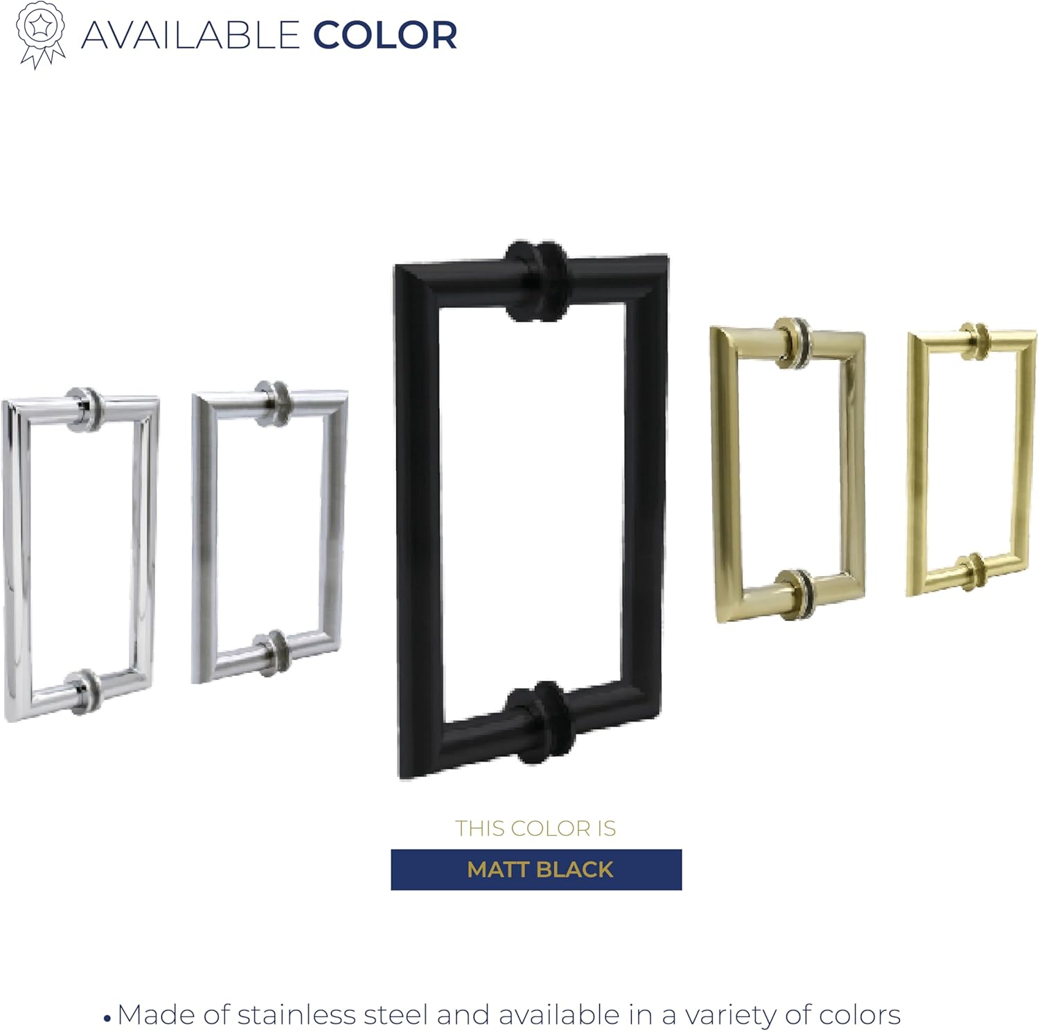 6" Center-to-Center Shower Door Handle - Back to Back in Matte Black with Washers, for Frameless Glass Shower Door 1/4″ to 1/2″, Stainless Steel, Easy to Install