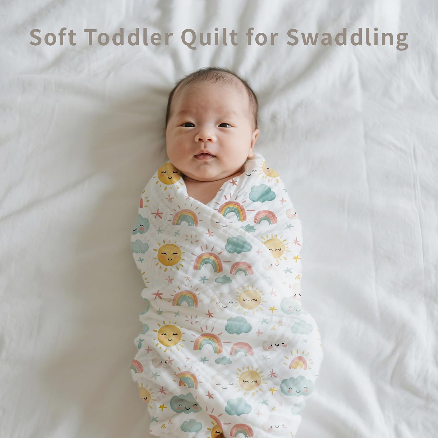 Muslin Swaddle Blankets 6-Layer Cotton Baby Blankets for Boys & Girls 43"X43"Inches... - Image 6