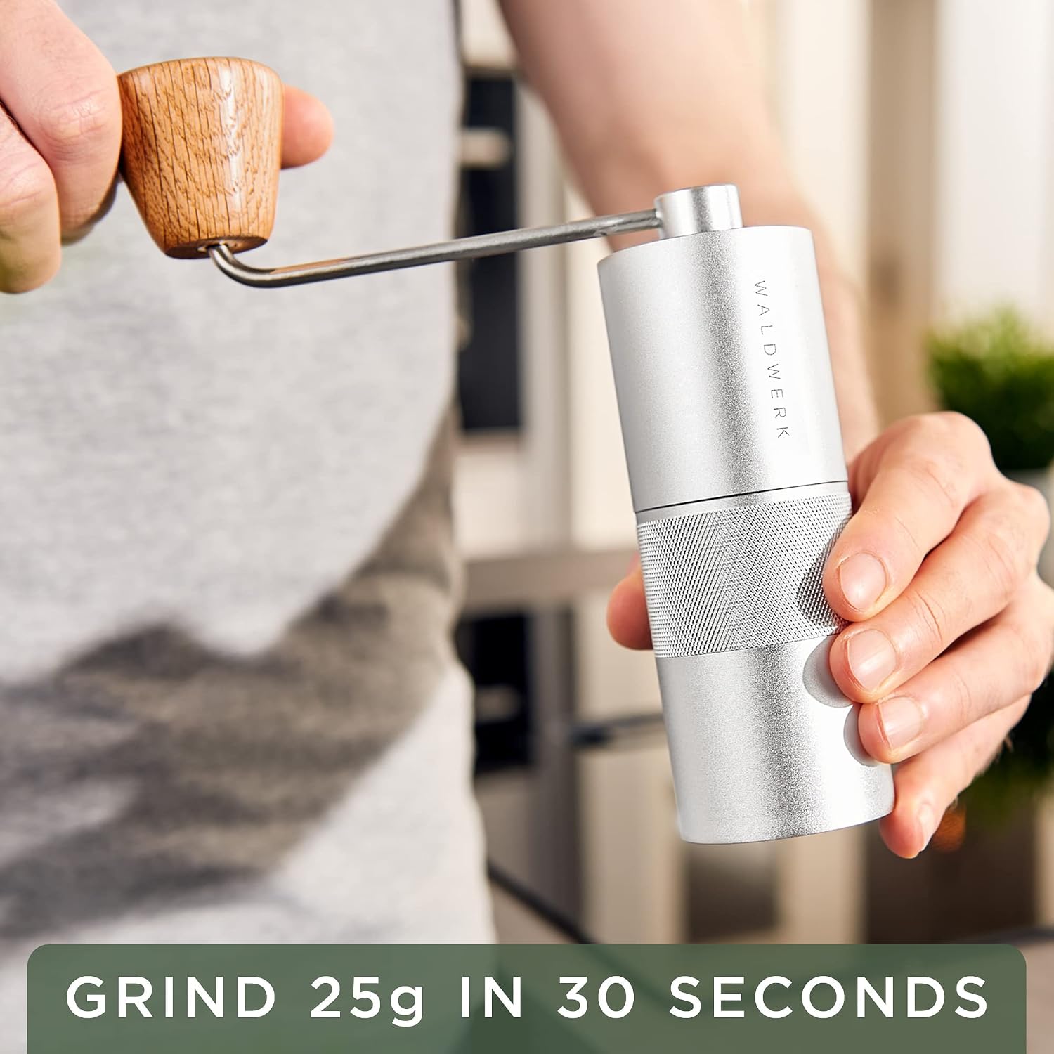 WALDWERK Manual Coffee Grinder - Premium Hand Coffee Grinder with Conical Burr - Plastic Free Coffee Grinder Manual - Hand Grinder Coffee - Manual Burr Coffee Grinder - Coffee Hand Grinder