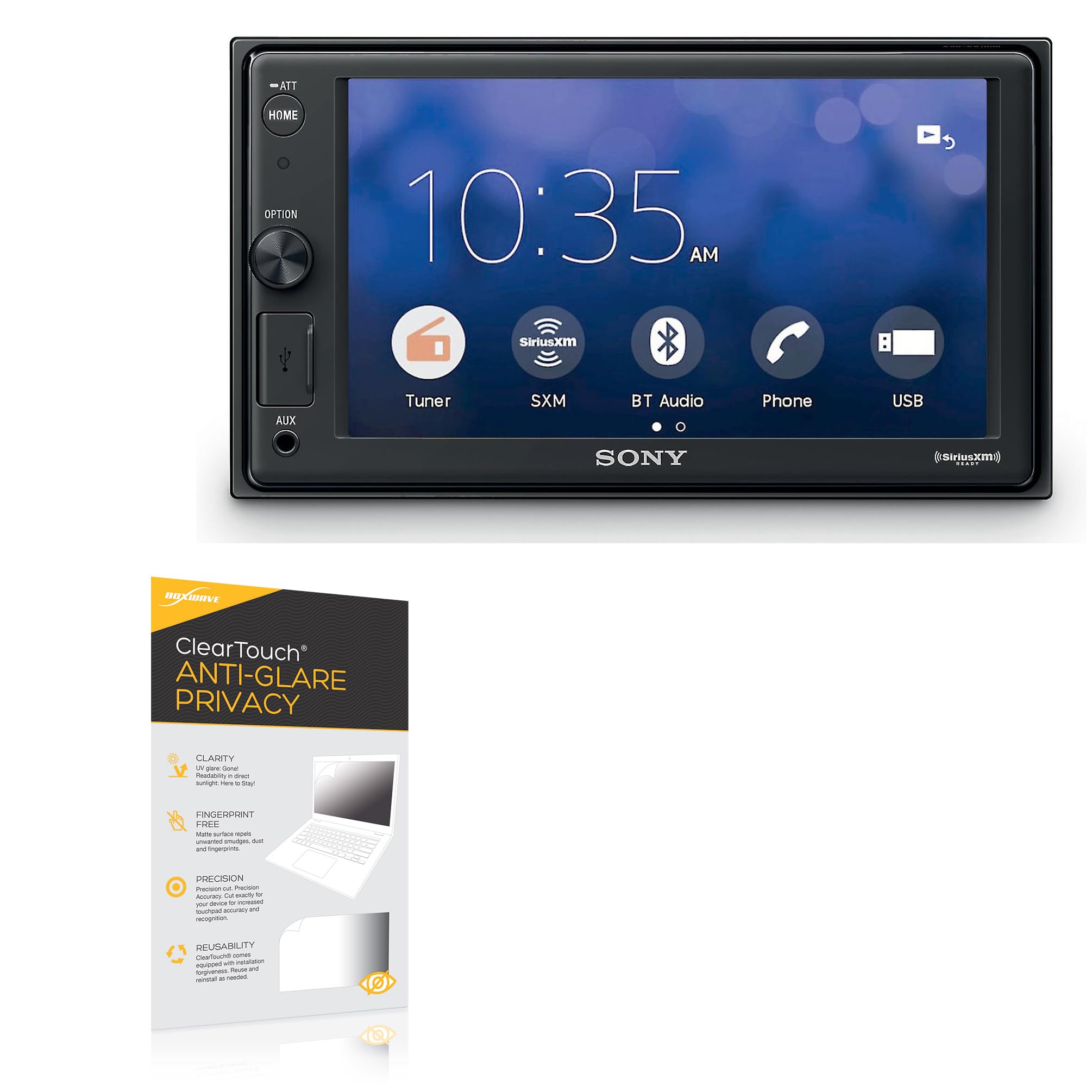 BoxWave Screen Protector Compatible With Sony XAV-V10BT - ClearTouch Anti-Glare Privacy (2-Pack), Privacy Screen Protector Flexible Film Anti-Glare