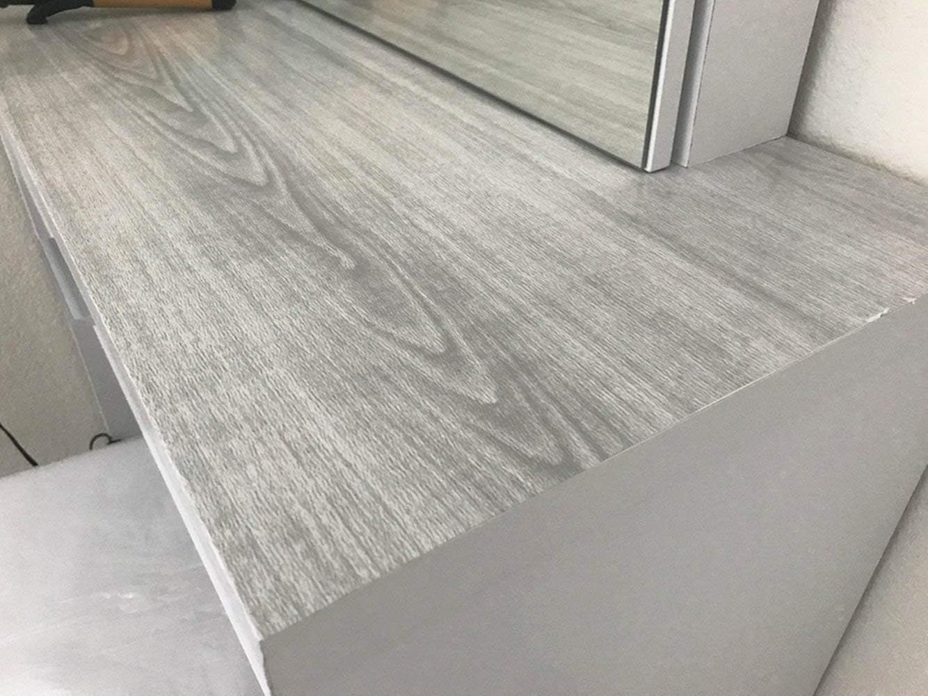 MESOAR Grey Wood Adhesive Paper Peel and Stick Wallpaper Cabinets Wardrobe Decorative Vinyl Sticker Grey Wooden Grain Film Vinyl Decal Roll,17.7inch by 130inch - Image 5