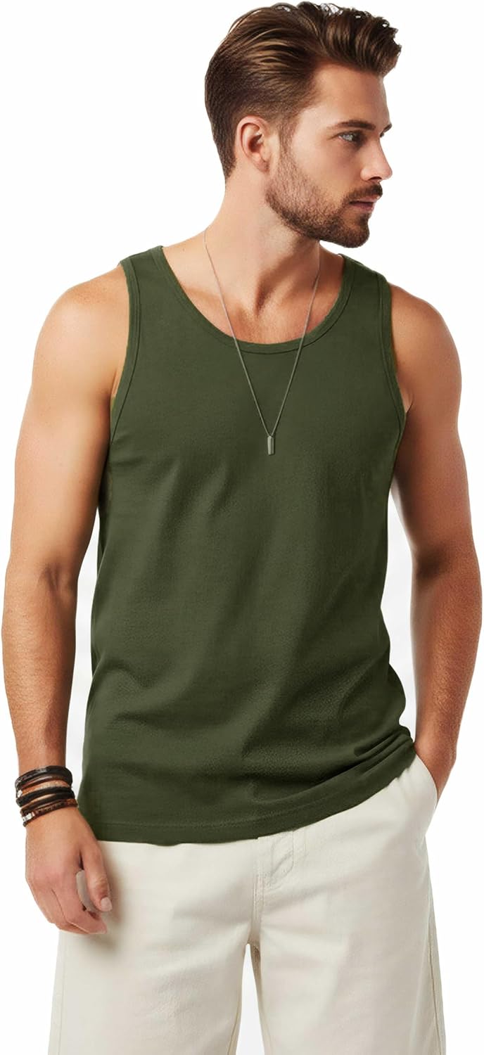 JD Apparel Men's Casual Tank Top, Sleeveless | Summer Shirt, Everyday Wear, Solid or Contrast Trim