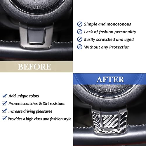 Miniatura 2 de Daeiclru Adhesivo para volante de automóvil compatible con Jaguar F-Type 2013-2022, accesorios para cubierta de volante, 2 unidades (negro)