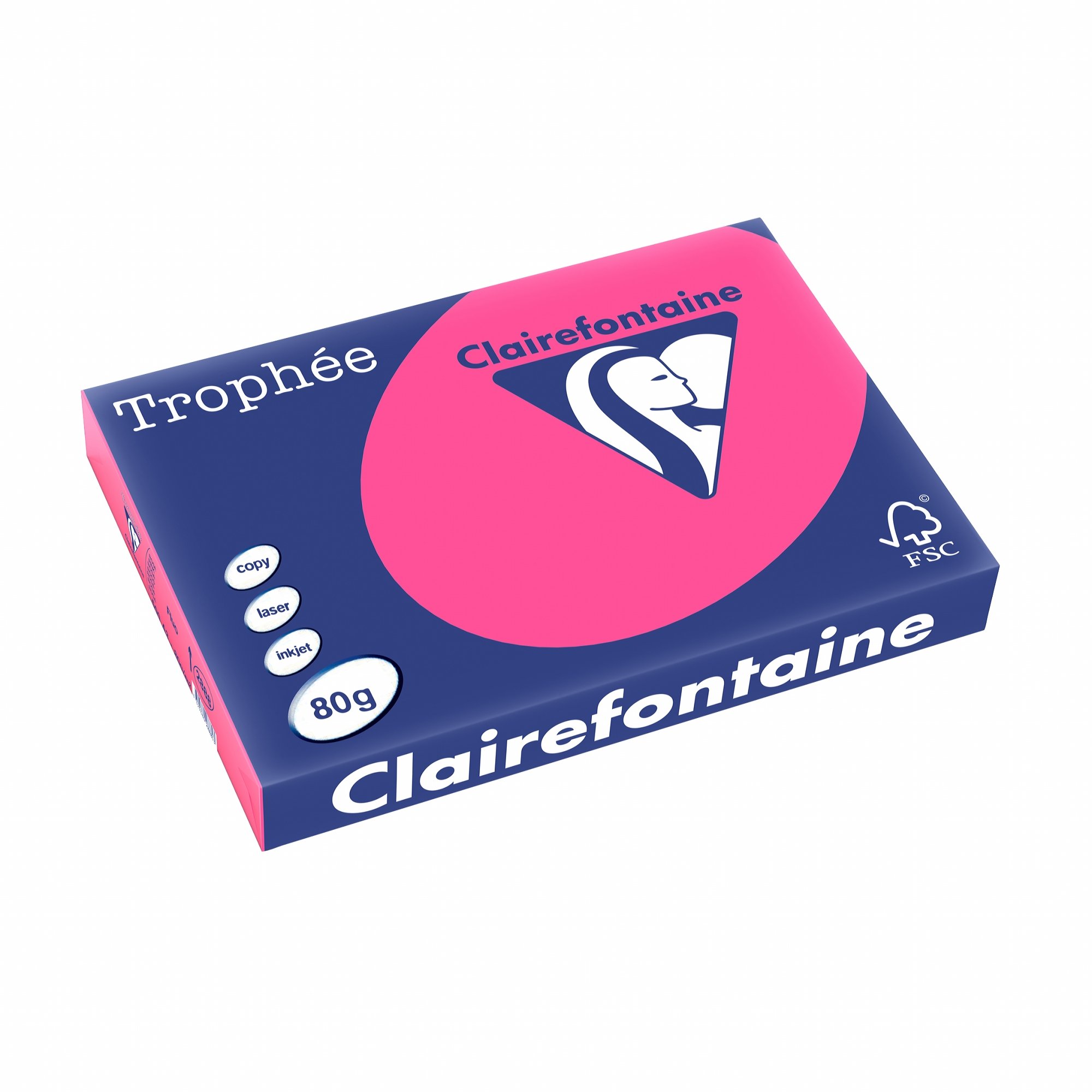 Clairefontaine 2888C papier do drukarki Trophée (80 g, DIN A3 (42 x 29,7 cm), do wszystkich drukarek laserowych, kopiarek i drukarek atramentowych), 1 ries neonowy różowy