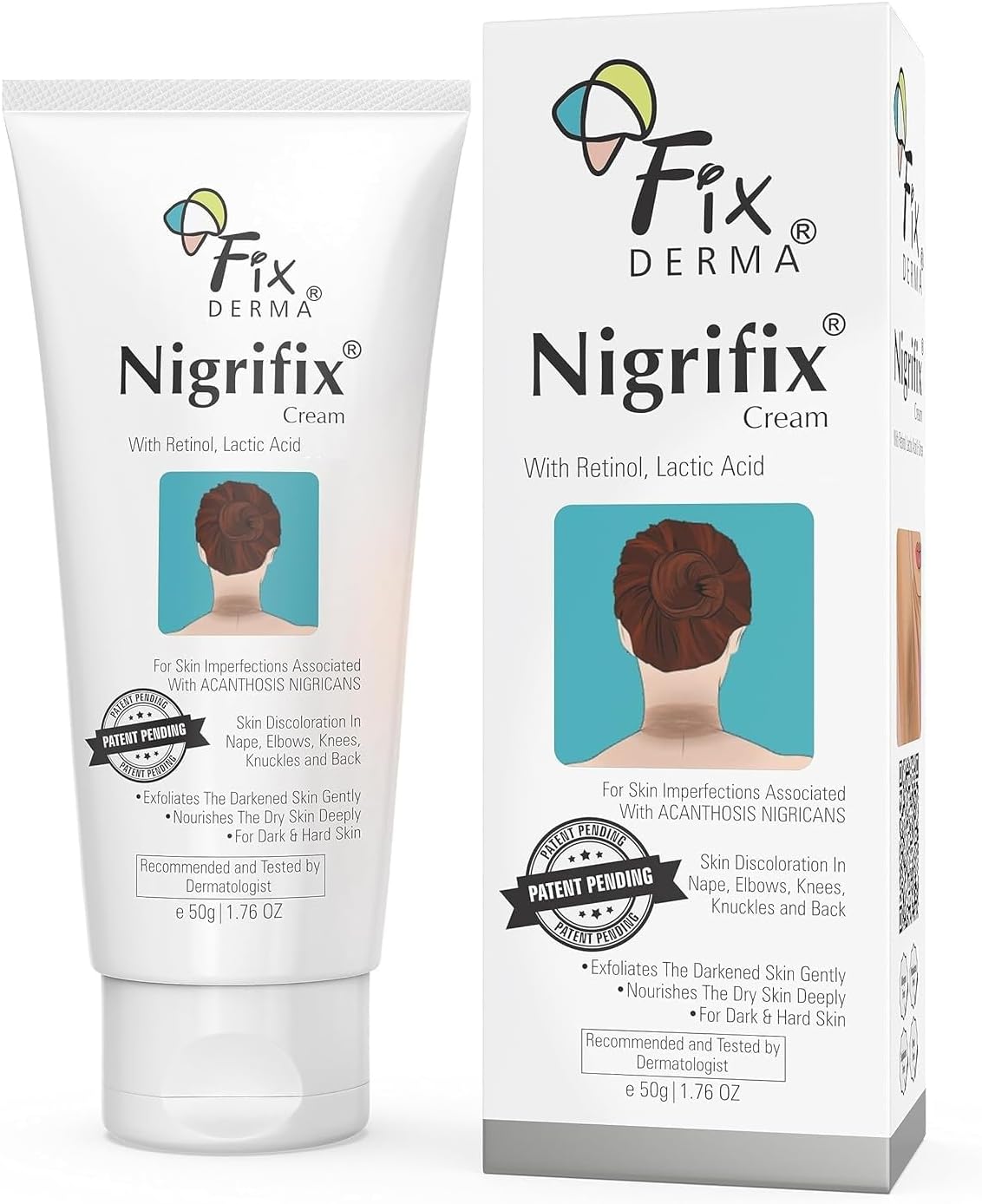 JEVR Nigrifix Cream for Acanthosis Nigricans with Lactic Acid | Dermatologist Tested Retinol Cream | for Dark Body Parts Like Neck, Ankles, Knuckles, Armpits, Thighs & Elbows | Exfoliant - 50g