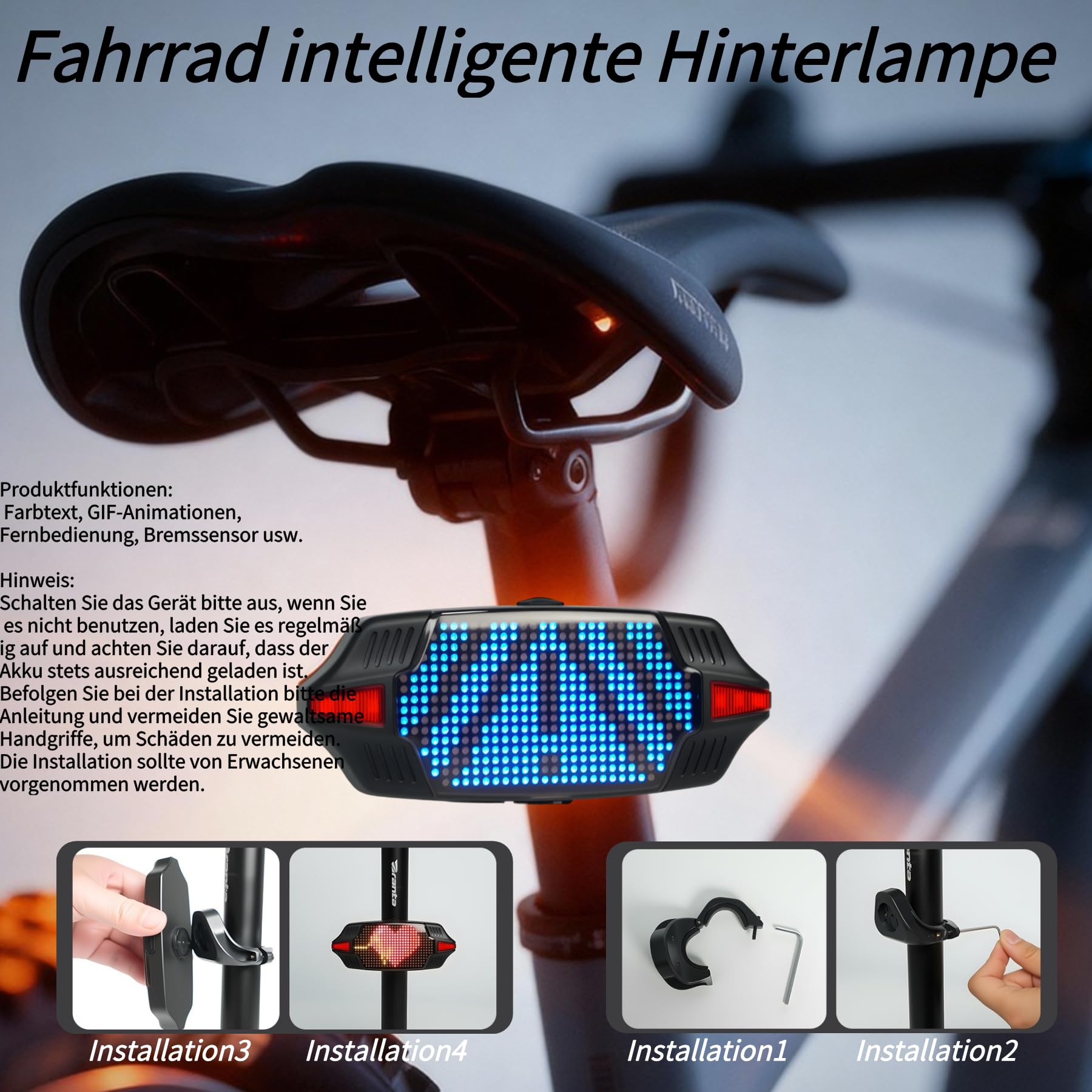 Schermo posteriore LED per bicicletta, schermo posteriore LED | Illuminazione posteriore, LED