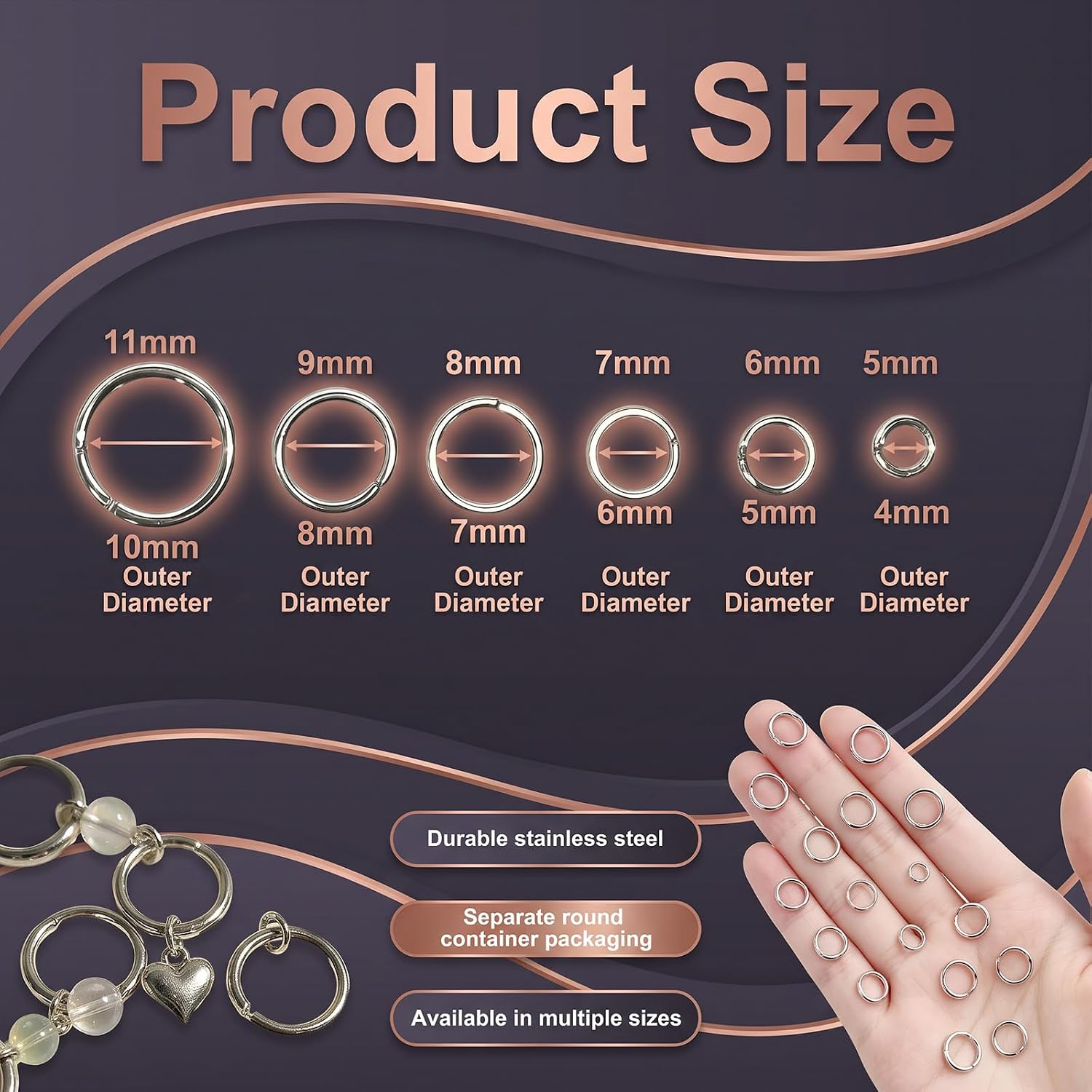 970Pcs Stainless Steel Jump Rings Open Connector Rings Jewelry Making