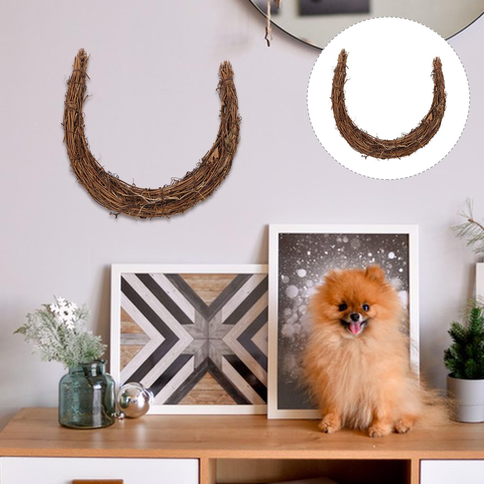 5 Stück Natürlicher Holzkranzrohling Mondform für Weihnachtsdeko