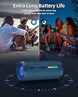 Vista 7 de OHAYO - Altavoz Bluetooth portátil, impermeable IPX7, inalámbrico con sonido estéreo de 24W, graves extra, Bluetooth 5.3, luces RGB, emparejamiento