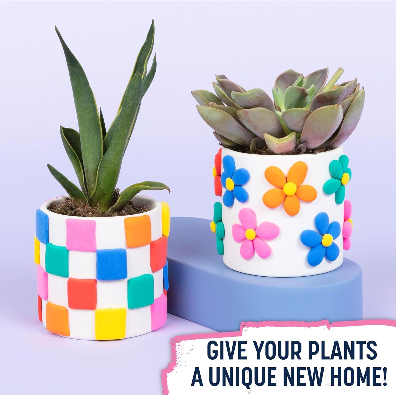 Tulip Ceramic & Clay Planter Decorating Kit, Retro Designs, Sensory Craft Activity, Includes Tools, Clay and Ceramic Mold