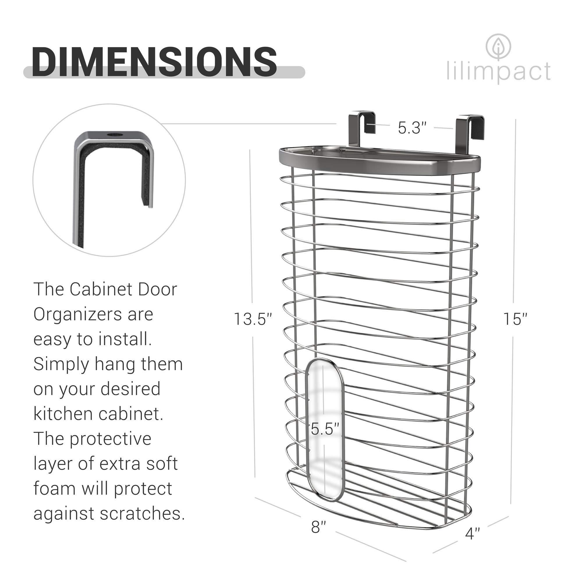 Distributeur De Sacs Plastique Inox 430 - Support Mural Ou Placard - Range 15-20 Sacs, Gain De Place Cuisine
