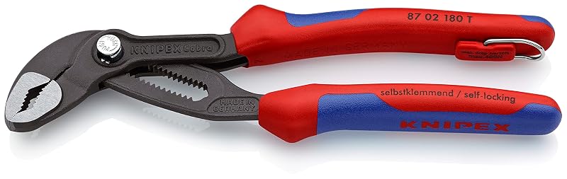 Alicate Bomba d’Água KNIPEX Cobra 180 mm com Cabo Macio e Ponto para Corda 87 02 180 T BK