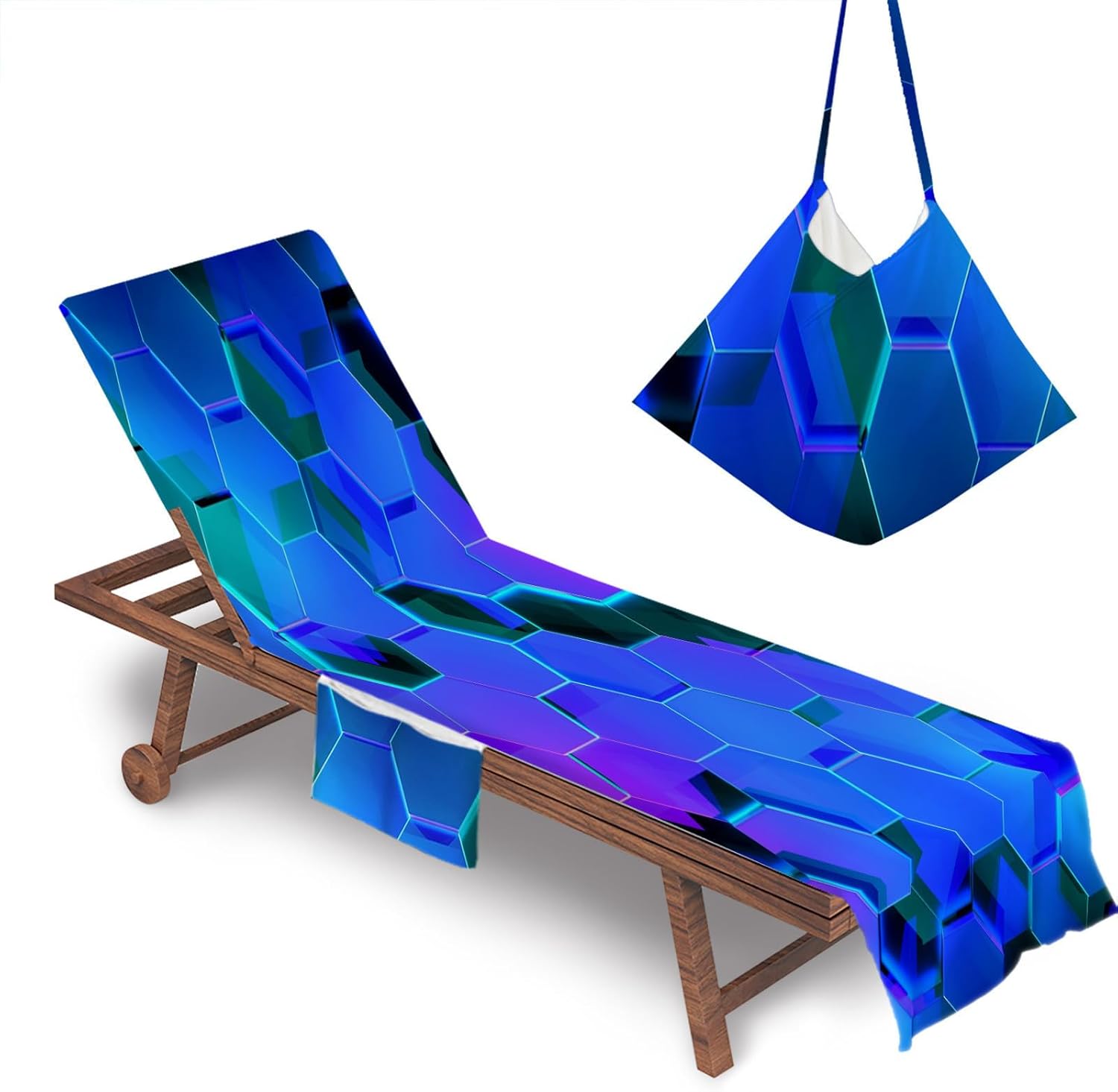Morbuy Sun Lounger Beach Towel with Pockets, Geometric Style Beach