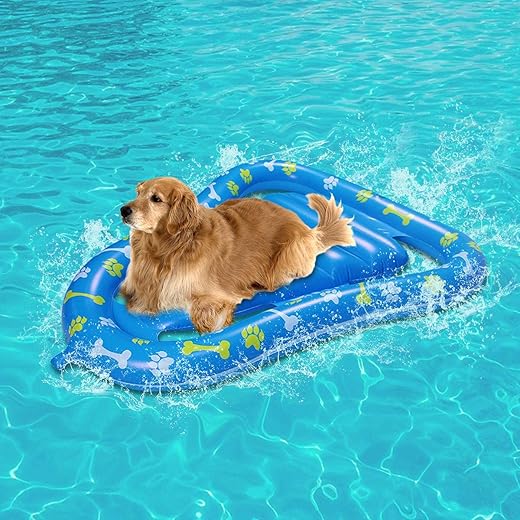 Pool Float for Dog and cat, Dog Pool Float, Dog Inflatable raft, pet Pool Float, Inflatable Stay Dry Ride On Puppy Paw Raft for Pets Swimming (47.2 x 36.2 Inch)