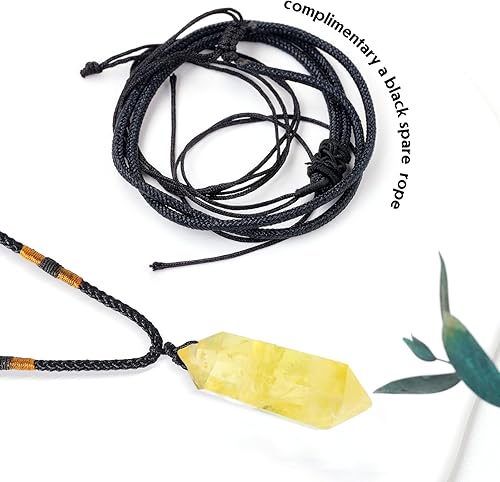 Miniatura 9 de Runyangshi Colgantes de cristal curativo de cuarzo rosa, collar de cuarzo de cristal natural de doble punta, 6 piedras de varita de cristal facetado