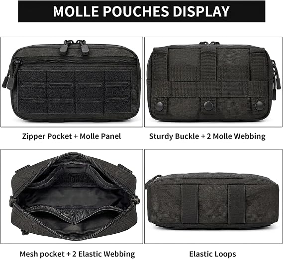 8.7 Small Molle Tactical Admin EDC Pouch, Utility Tool Pouches Bag for Belt Military Vest