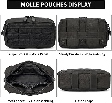 8.7 Small Molle Tactical Admin EDC Pouch, Utility Tool Pouches Bag for Belt Military Vest