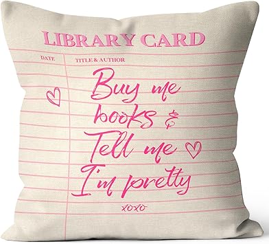 Library Cards Book Lovers Throw Pillow Cover