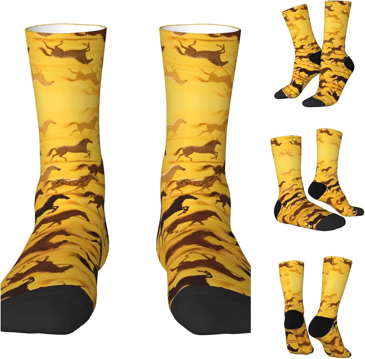 Calf Socks Casual Above Ankle Sock horse runningCrew Socks for Men Women Moisture Wicking Cushion Sports