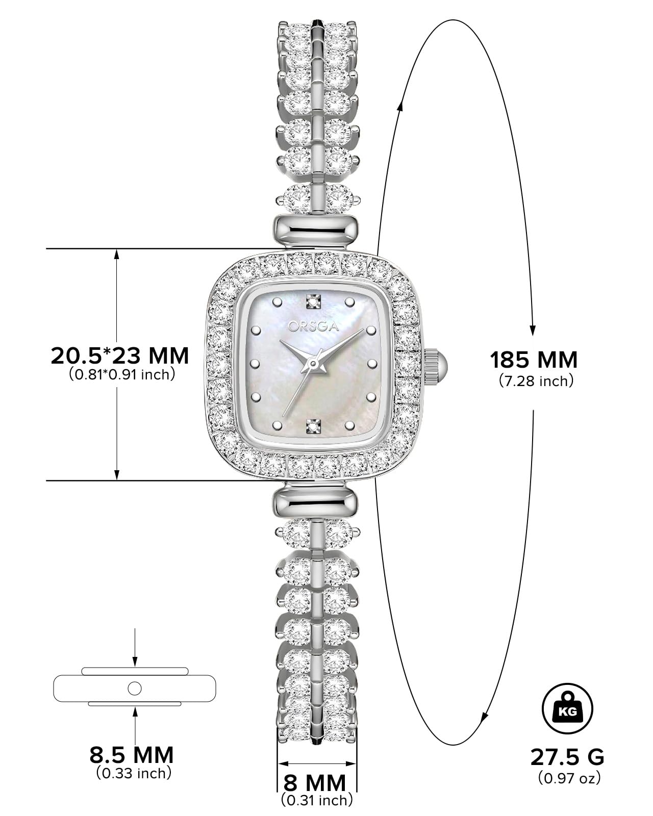 CIVO Reloj Mujer Pequeño Analógico: Impermeable Rectangular Esfera Relojes de Pulsera con Acero Inoxidable Plateado Dorado Correa - Regalo Elegante para Mujeres Regalo Aniversario Cumpleaños