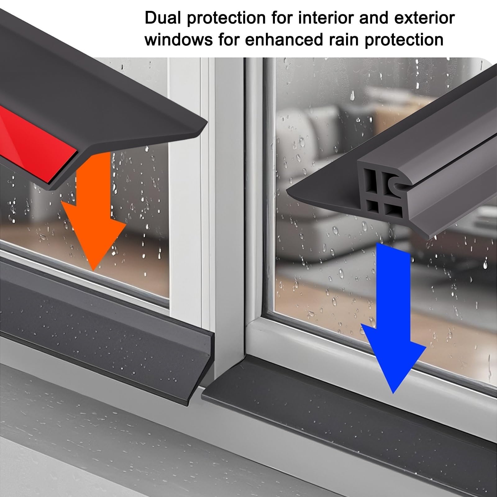 Negro Burlete Ventana Corredera Autoadhesiva, Tira De Sellado De Goma Autoadhesiva For Prevenir La Lluvia Y El Reflujo De Agua De Lluvia En Puertas Y Ventanas 1m-5m