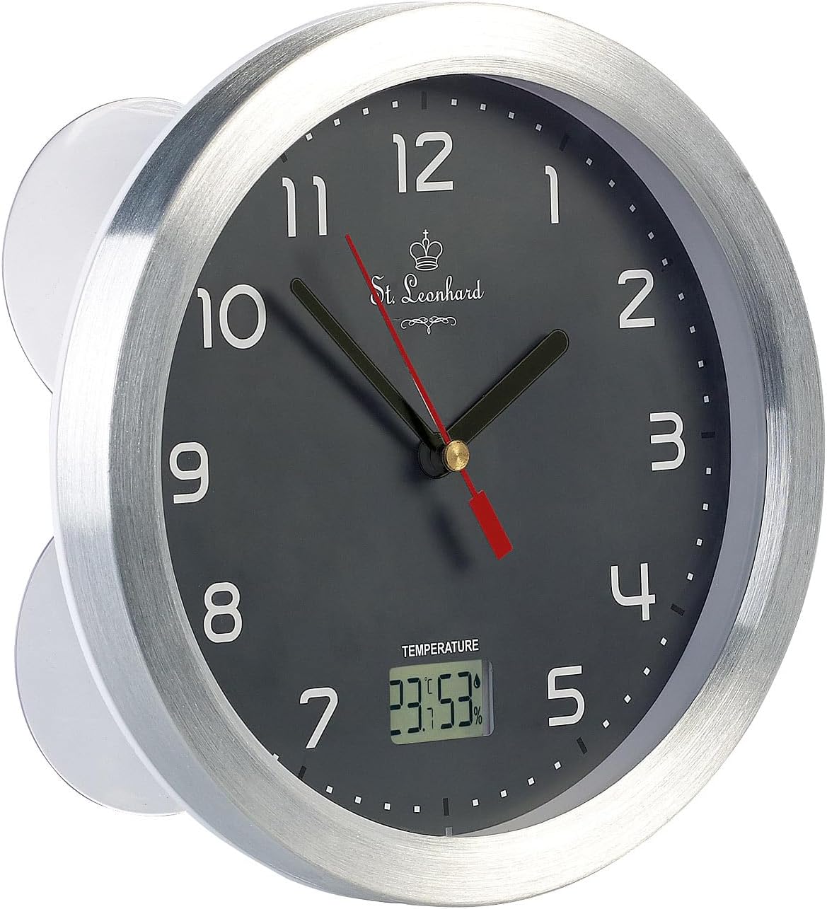 Badezimmeruhr Mit Temperaturanzeige - Wassergeschützt IPX4 Ohne Tickgeräusche 17cm