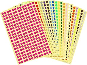 Cleminsta Gommettes Autocollantes, 20 Feuilles Gommettes Rondes Couleurs Pastilles Autocollantes, Étiquettes Adhésifs de Codage Couleur pour Fournitures de Bureau Écoles Calendrier Scrapbooking (8mm)