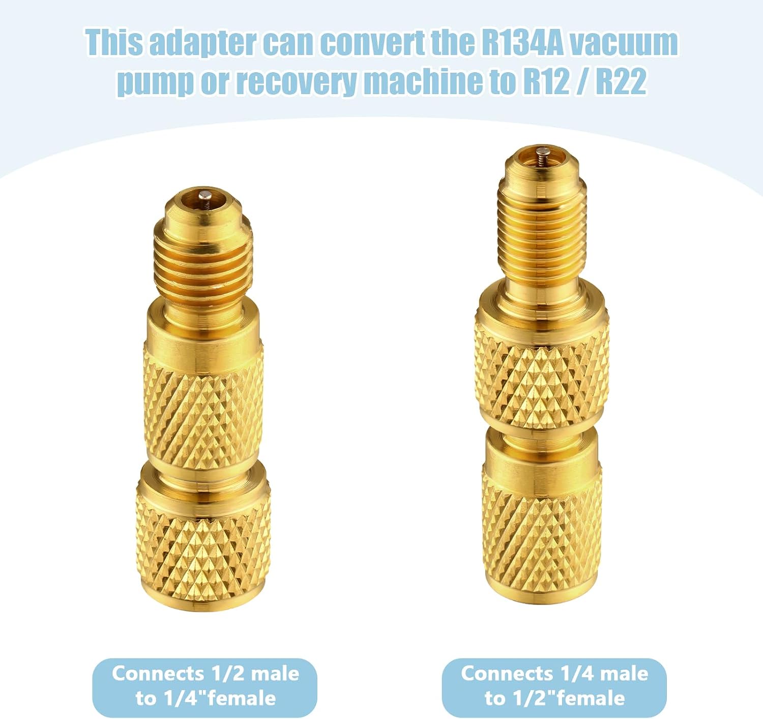 Yaocom 15 Pcs R134a Refrigerant Tank Adapters 1/4" to 1/2" R134a 1/2" to 1/4" Brass Adapter Connector R134a Adapter with Valve Core Washer Gasket Valve Core Remover for Ac Refrigerant System
