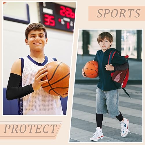 Miniatura 4 de Geyoga 4 pares de mangas de compresión y brazo para niños, para piernas y brazos, para ciclismo, baloncesto, deportes