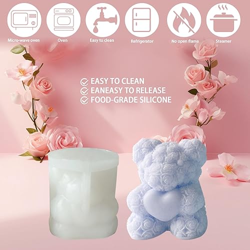 Miniatura 3 de OSLEN Moldes de silicona para velas, moldes de silicona de oso 3D para velas, moldes de resina, moldes de jabón, moldes de silicona para San