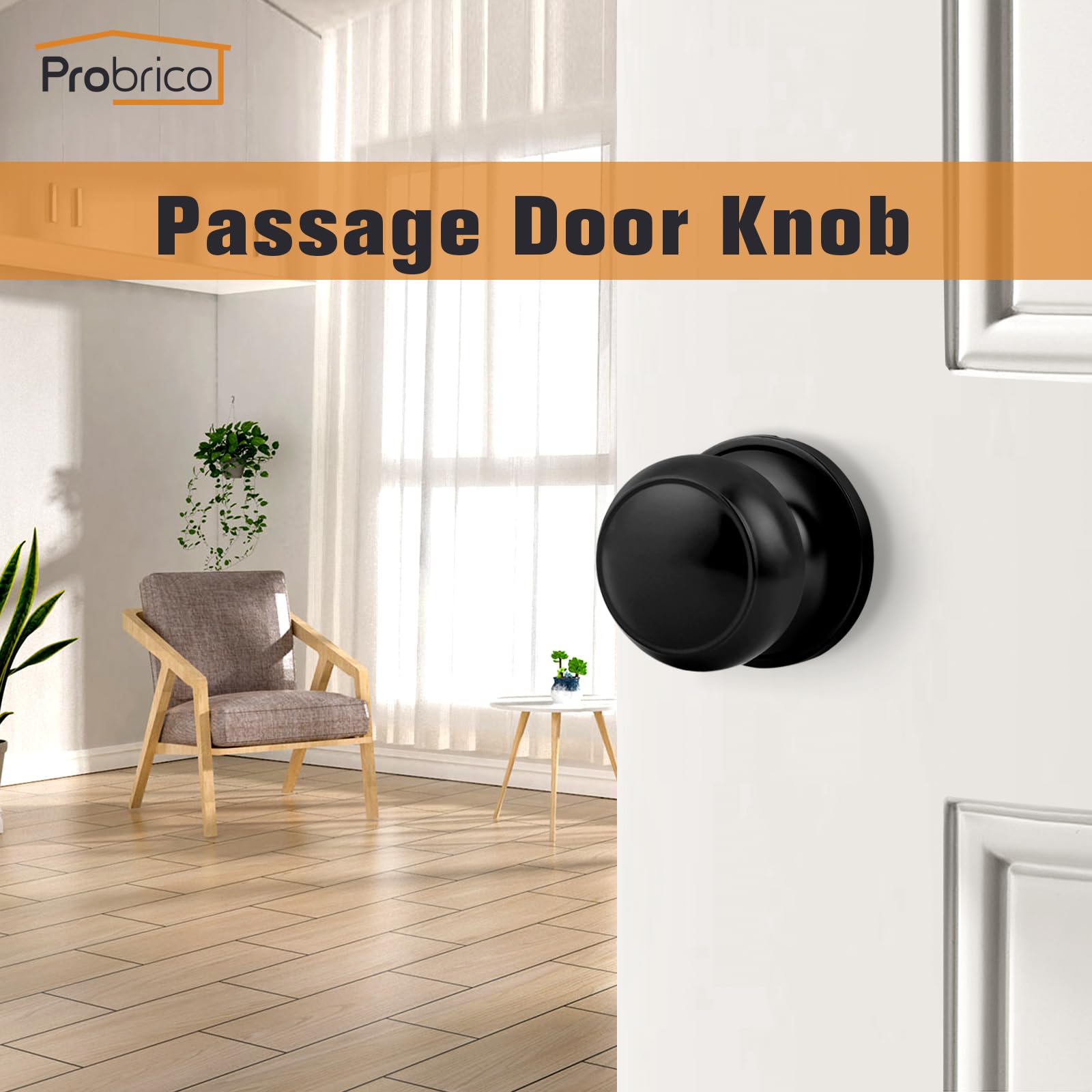 Probrico pomos para puerta muñeco de paso de privacidad de entrada jedo y Pull Negro Lock, 10 unidades