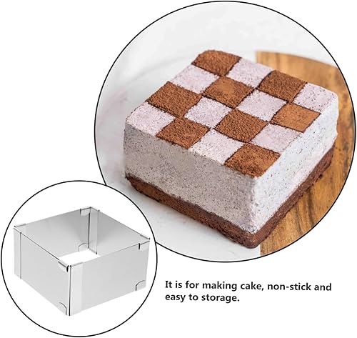 Miniatura 9 de Luxshiny Molde cuadrado para tartas, molde para tartas, molde de acero inoxidable para postres, molde de pastelería para hornear pasteles en casa