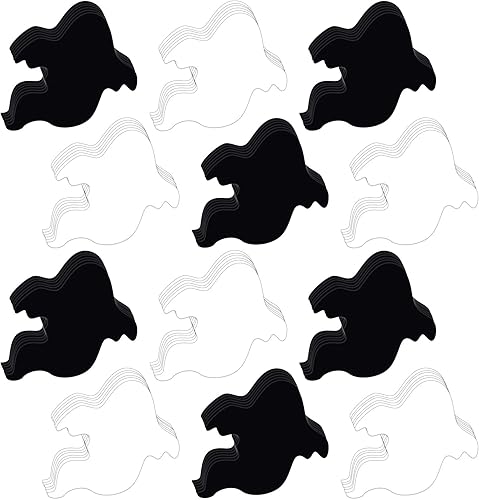 Geyee 100 piezas de recortes de papel fantasma de Halloween para tablón de anuncios, decoración de aula de Halloween, fantasma, troqueles a granel,
