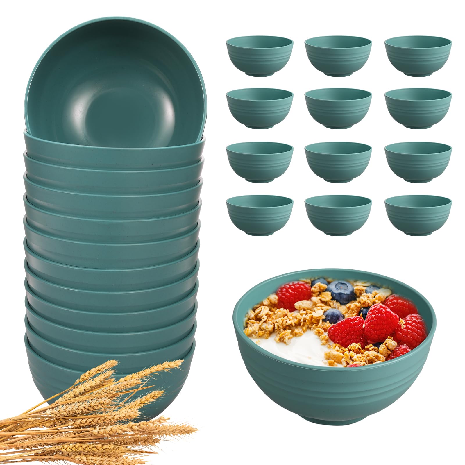 HEYCOME Wheat Straw Bowls - 12 Pcs Unbreakable -15 HEYCOME Wheat Straw Bowls - 12 Pcs Unbreakable -15