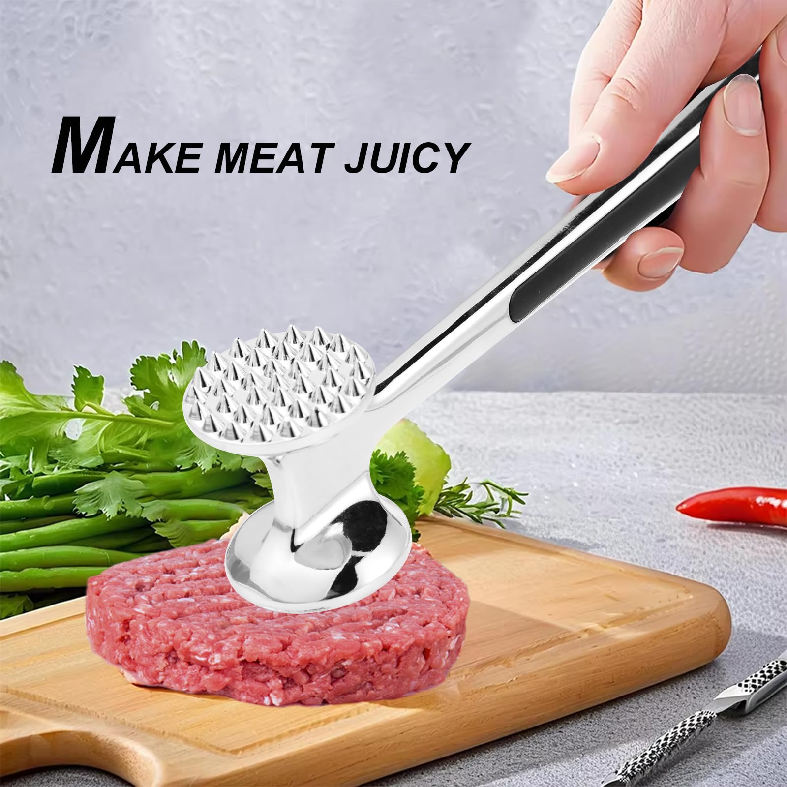 MAXCOOK Silikon Fleischklopfer Blau - Doppelseitig & Spülmaschinengeeignet