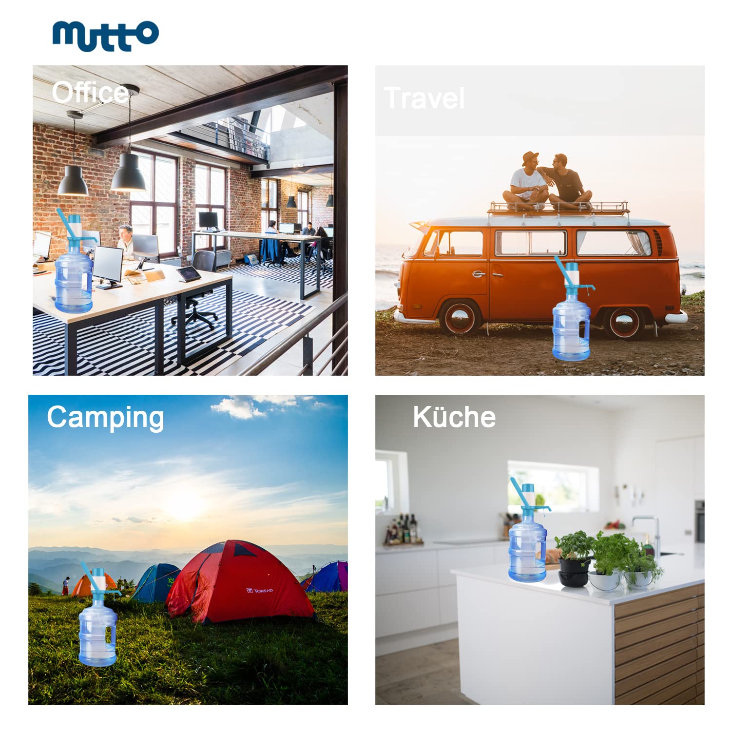 Mutto Premium Quellwasser Wassergallone 19 Liter frisch abgefüllt mit HANDPUMPE
